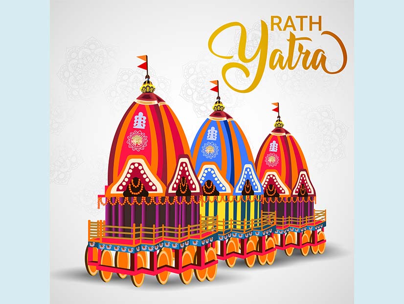 Flat rath yatra free vector illustration